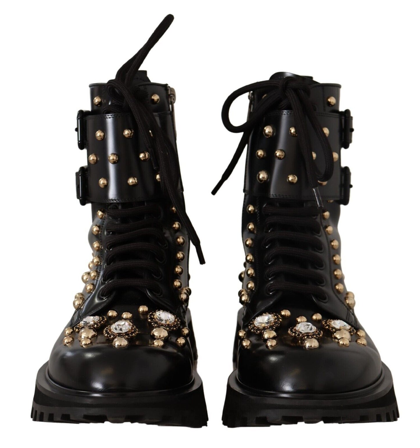 Dolce & Gabbana Black Crystal-Studded Formal Boots EU41 / US8