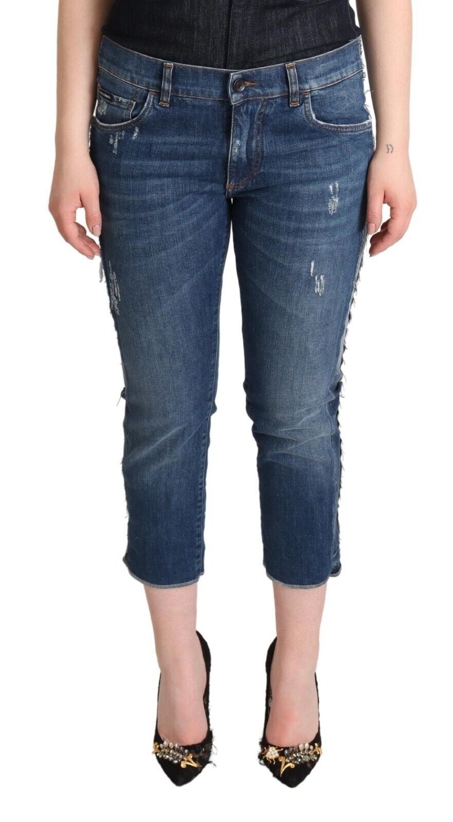 Dolce & Gabbana Elegant Mid-Waist Cropped Denim IT40 | S