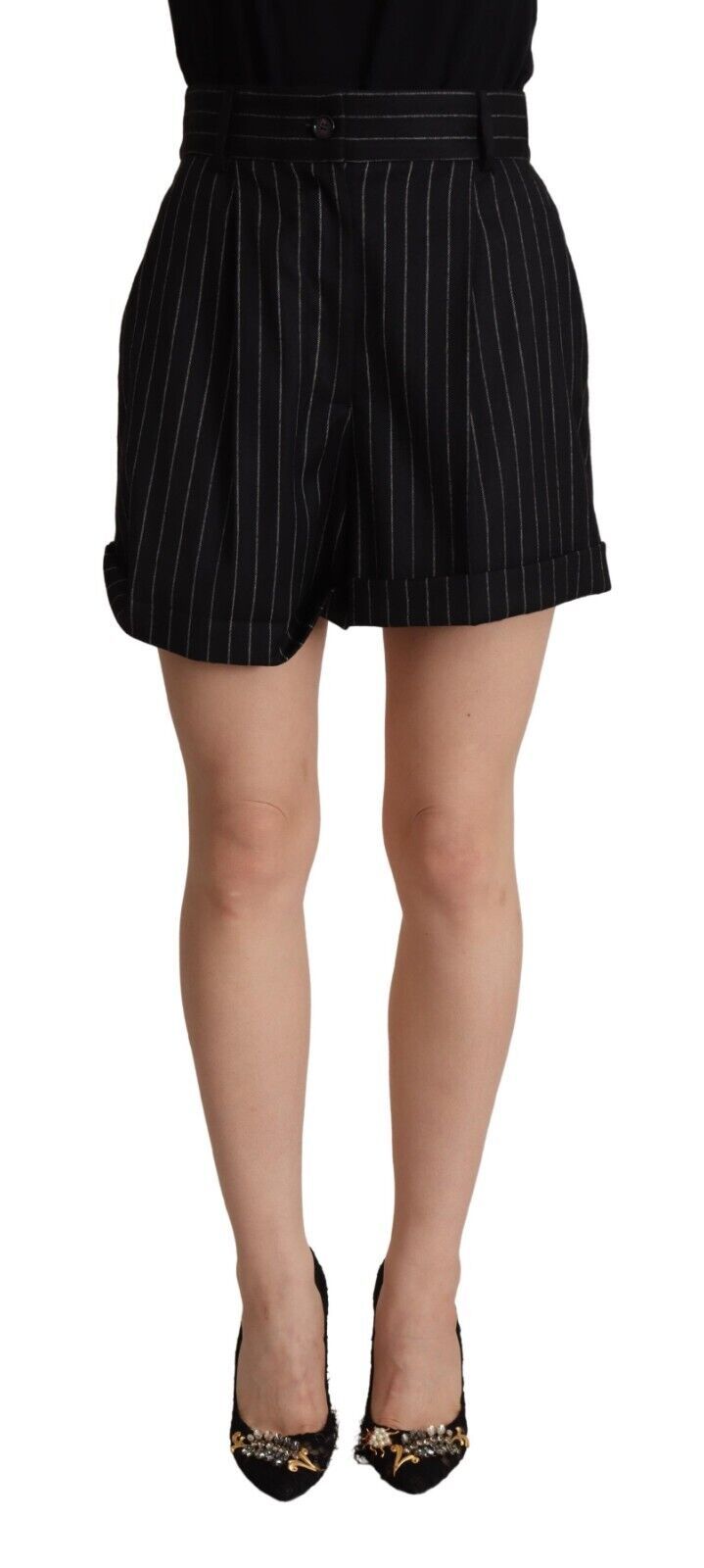 Dolce & Gabbana Elegant High-Waisted Striped Bermuda Shorts IT40 | S