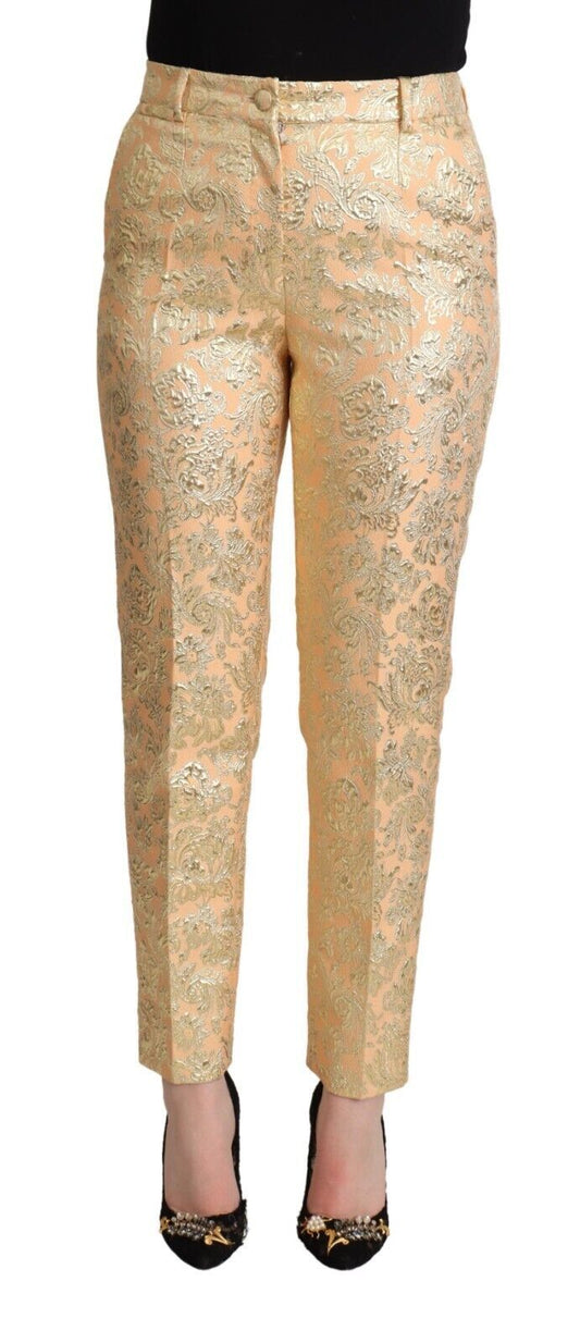 Dolce & Gabbana Elegant High-Waisted Pink Brocade Pants IT40 | S