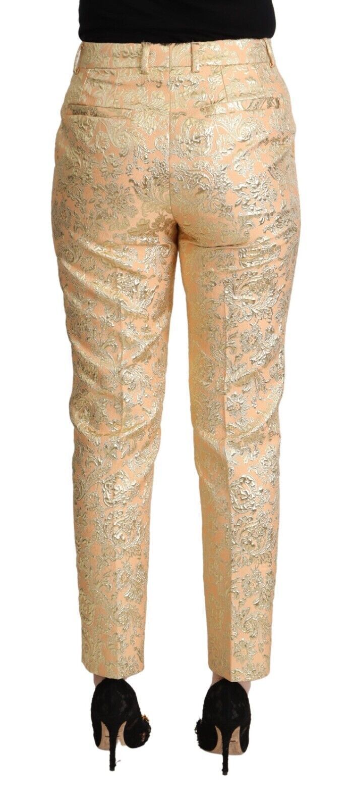 Dolce & Gabbana Elegant High-Waisted Pink Brocade Pants IT40 | S