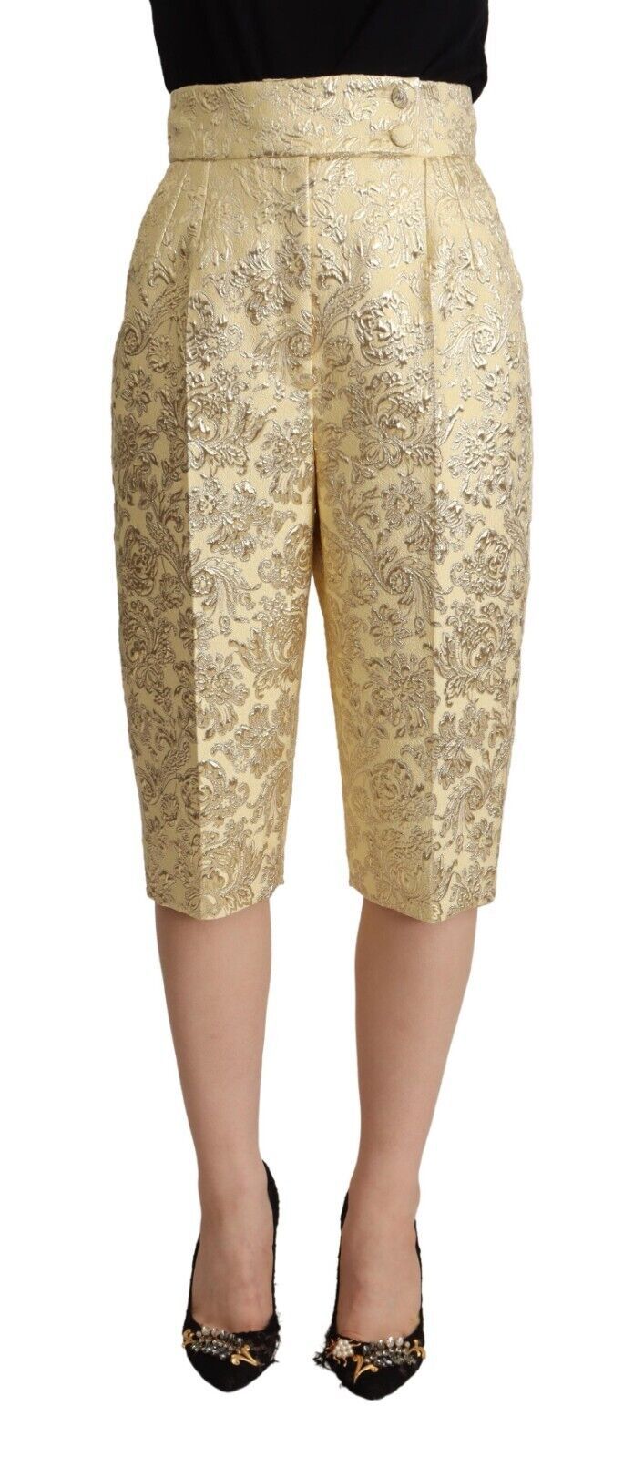 Dolce & Gabbana Elegant Beige High-Waisted Cropped Pants IT40 / S