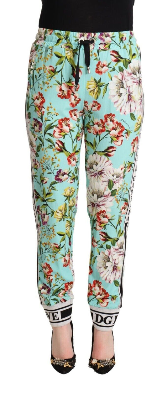 Dolce & Gabbana Floral Viscose Jogger Pants in Green IT36 / XS