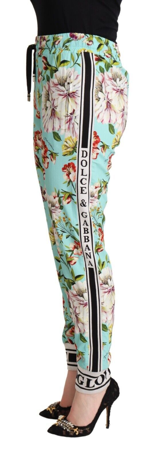 Dolce & Gabbana Floral Viscose Jogger Pants in Green IT36 / XS