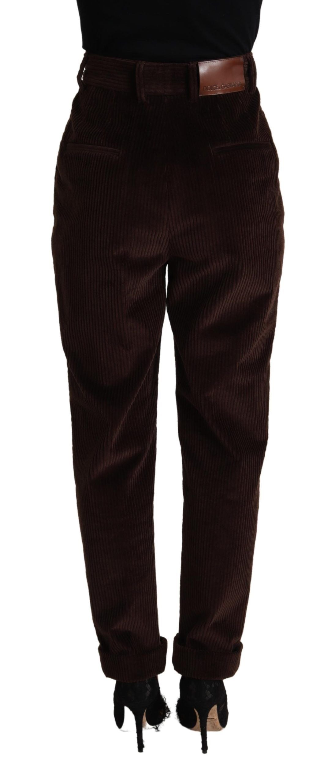 Dolce & Gabbana Elegant Bordeaux High-Waisted Corduroy Pants IT40 | S