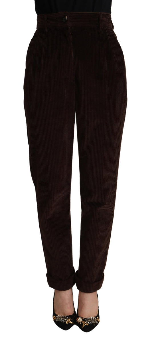 Dolce & Gabbana Elegant Bordeaux High-Waisted Corduroy Pants IT40 | S