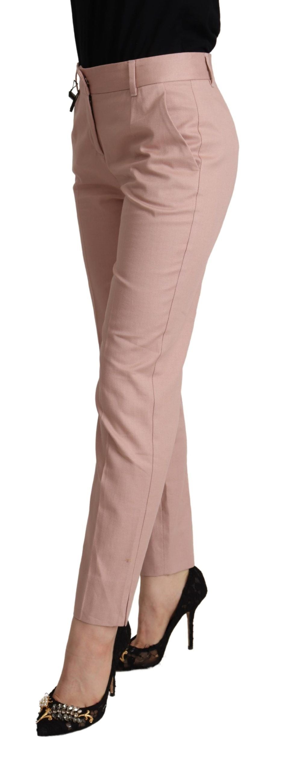 Dolce & Gabbana Elegant Pink Tapered Pants for Sophisticated Style IT36 / XS