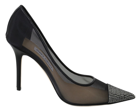 Jimmy Choo Elegant Black Mesh Crystal Pumps EU36 | US6