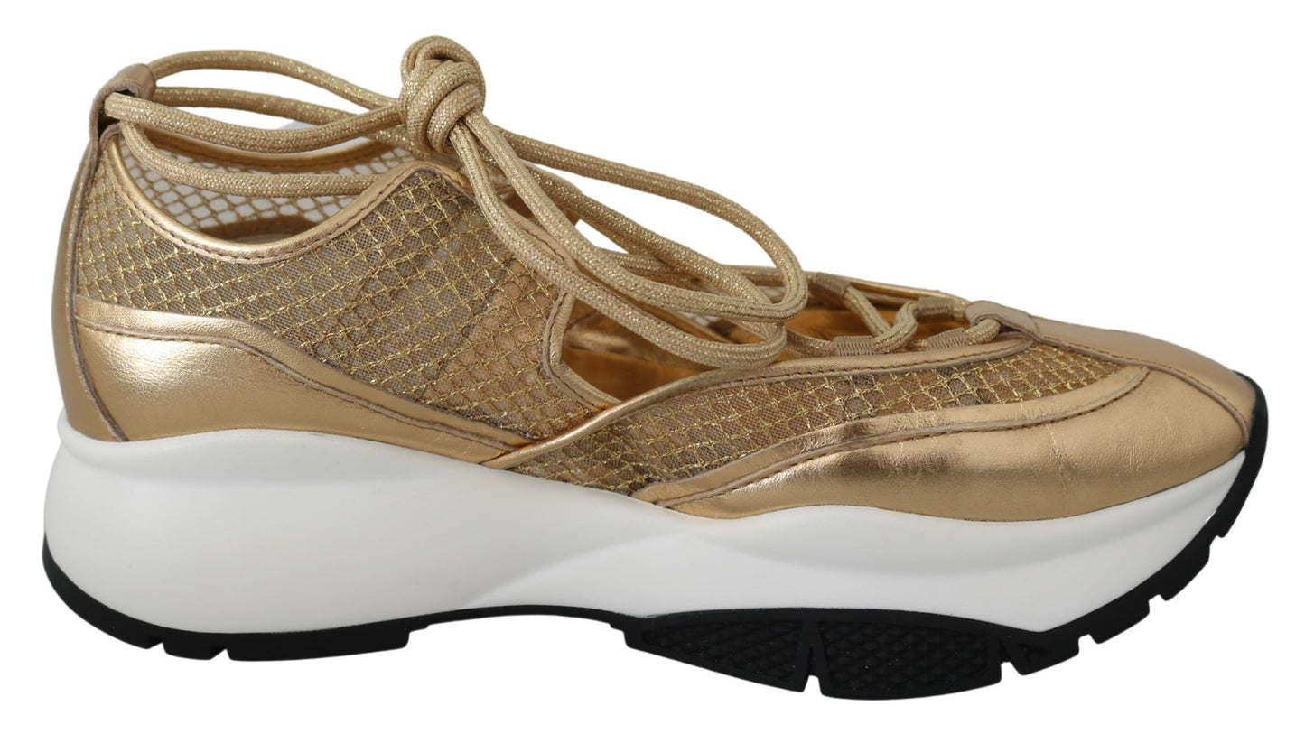 Jimmy Choo Golden Glamour Mesh Leather Sneakers EU36 | US6