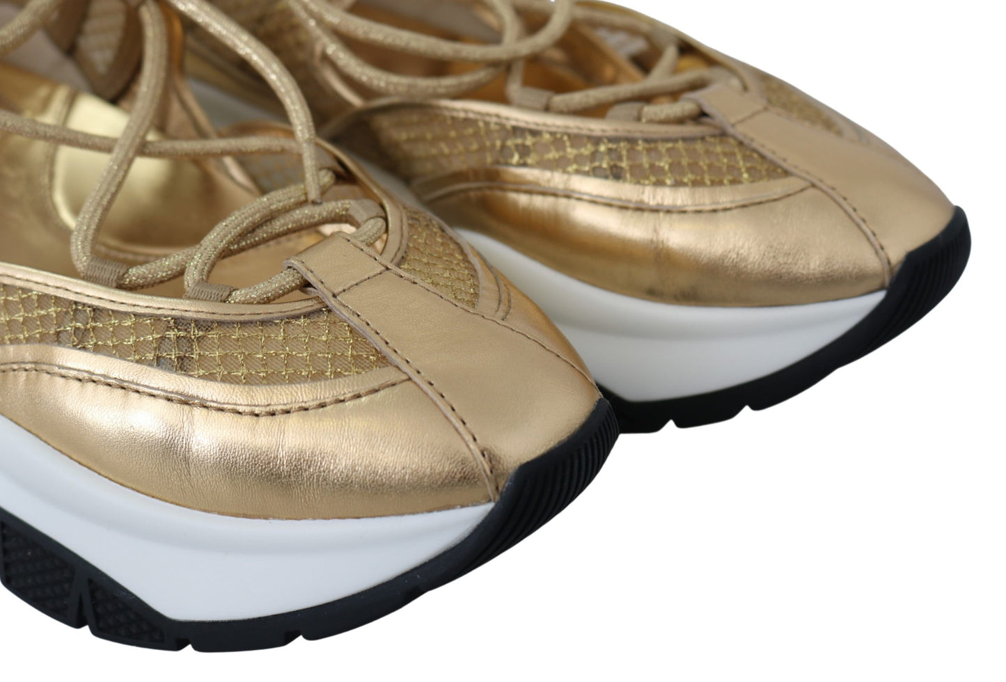 Jimmy Choo Golden Glamour Mesh Leather Sneakers EU36 | US6