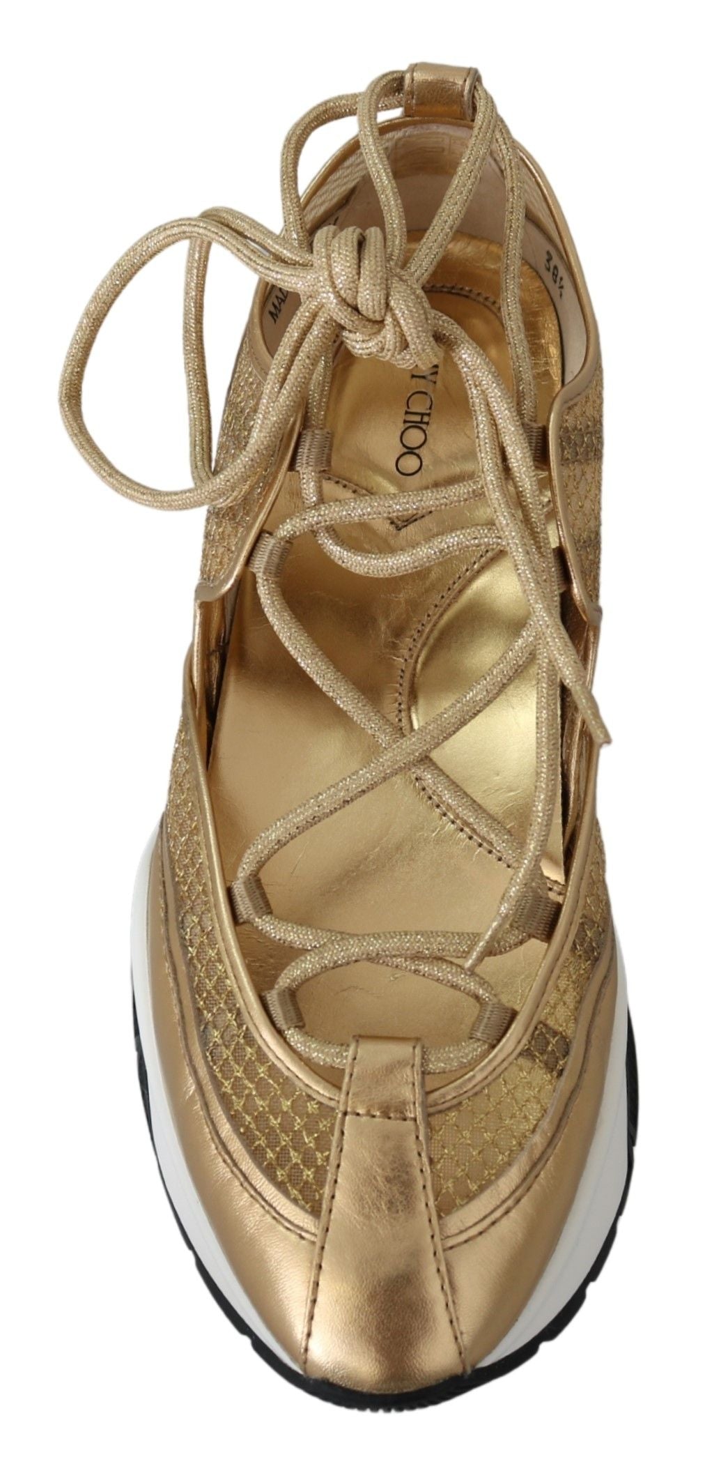 Jimmy Choo Golden Glamour Mesh Leather Sneakers EU36 | US6