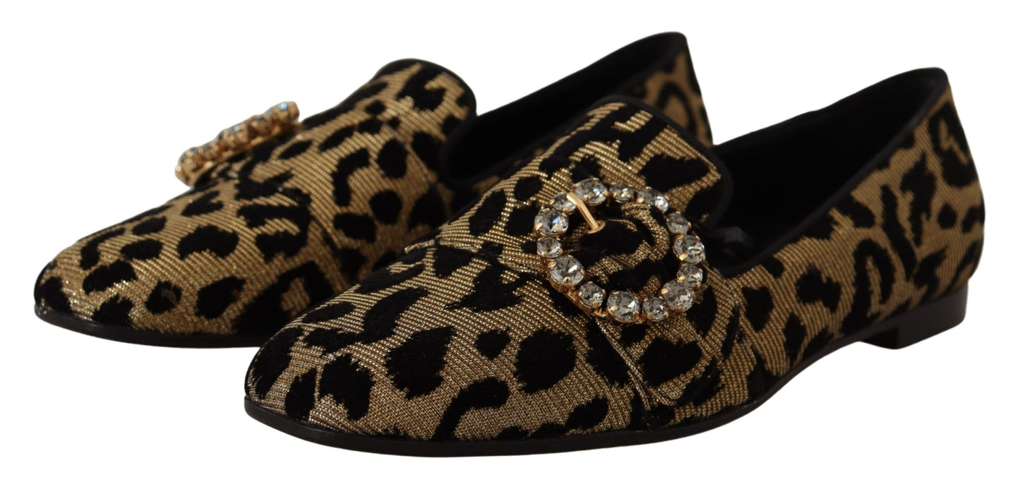 Dolce & Gabbana Elegant Leopard Crystal Gem Loafers EU36.5 / US6