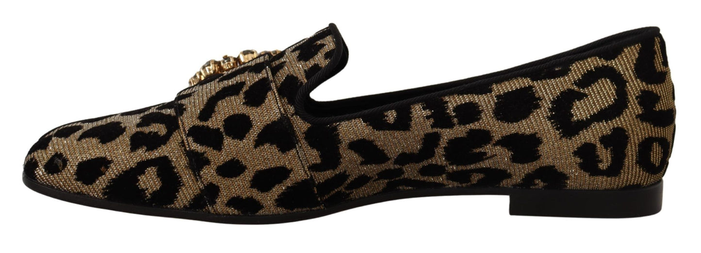 Dolce & Gabbana Elegant Leopard Crystal Gem Loafers EU36.5 / US6