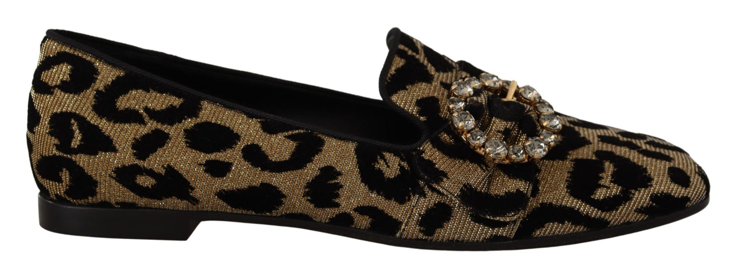 Dolce & Gabbana Elegant Leopard Crystal Gem Loafers EU36.5 / US6