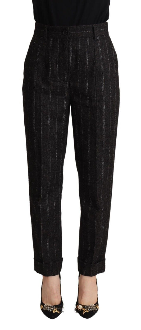 Dolce & Gabbana Elegant High-Waisted Striped Tapered Pants IT38 / XS