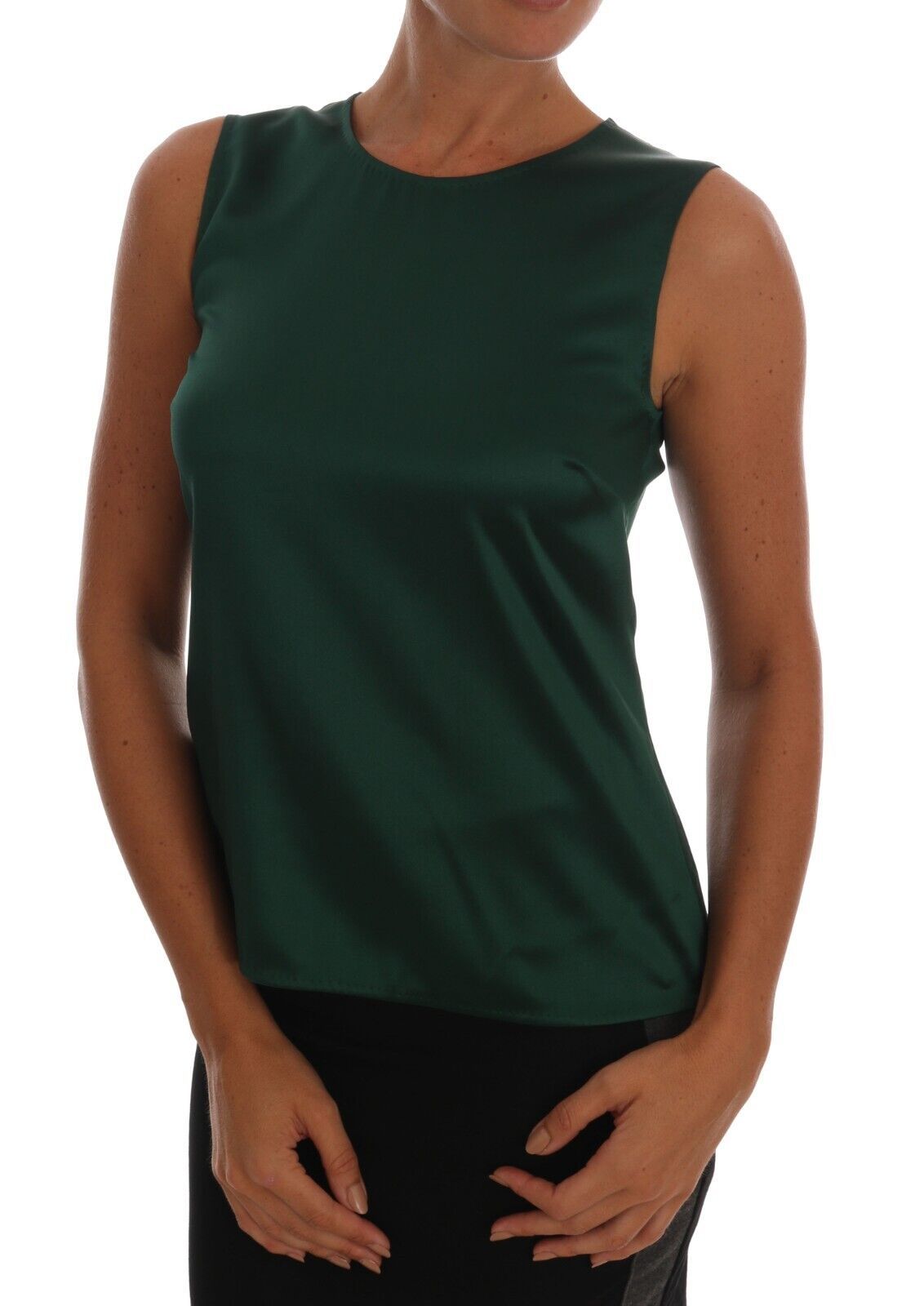 Dolce & Gabbana Sleeveless Silk Top in Dark Green IT40 | S