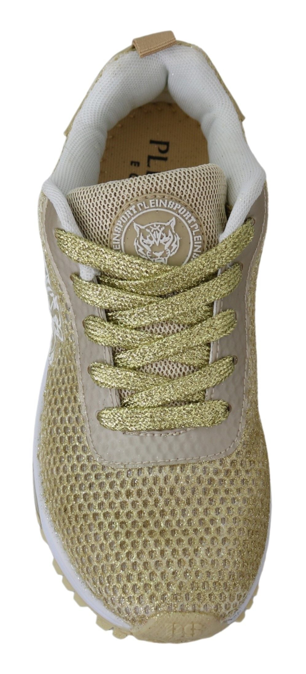 Plein Sport Exquisite Gold Polyester Sport Sneakers EU40 | US10