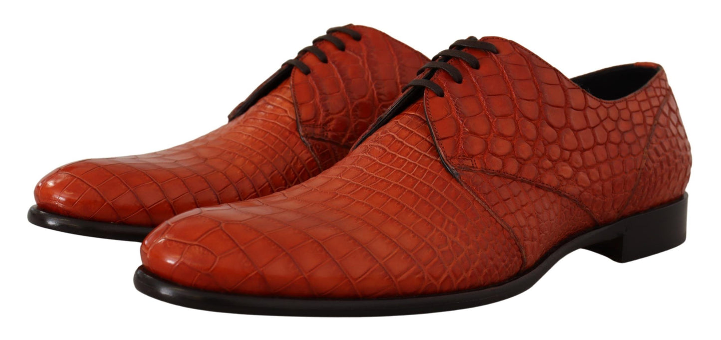 Dolce & Gabbana Exotic Orange Croc Leather Laceup Dress Shoes EU44 / US11