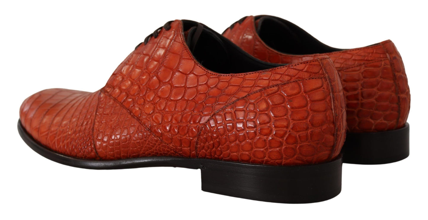 Dolce & Gabbana Exotic Orange Croc Leather Laceup Dress Shoes EU44 / US11