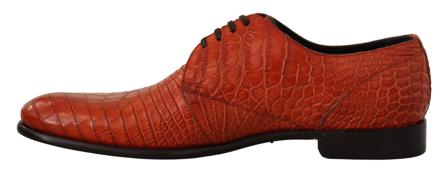 Dolce & Gabbana Exotic Orange Croc Leather Laceup Dress Shoes EU44 / US11