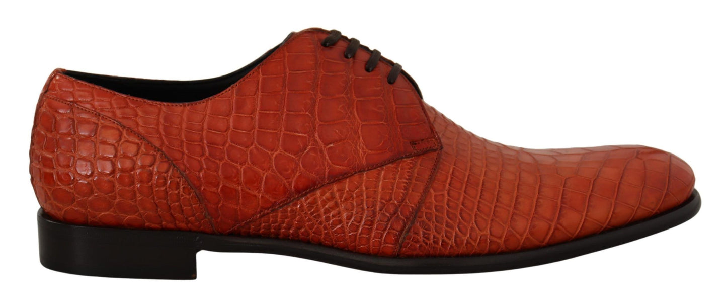 Dolce & Gabbana Exotic Orange Croc Leather Laceup Dress Shoes EU44 / US11