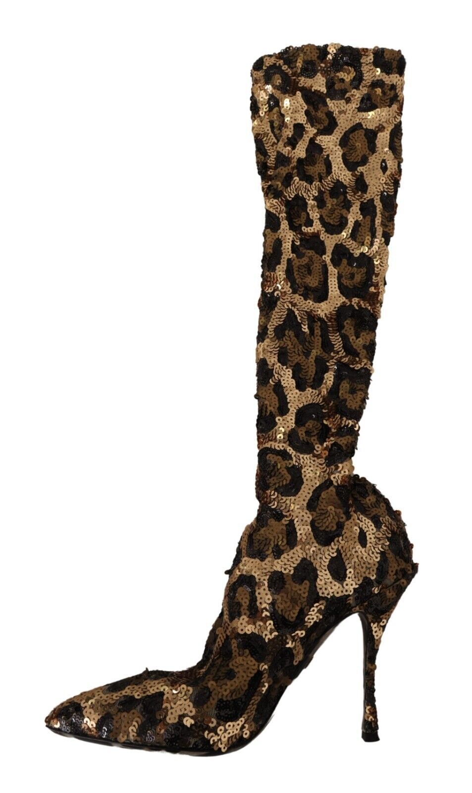 Dolce & Gabbana Elegant Leopard Sequin Knee-High Boots EU39.5 / US9