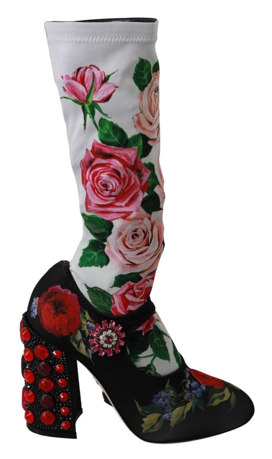 Dolce & Gabbana Floral Embellished Socks Boots EU38 / US7.5