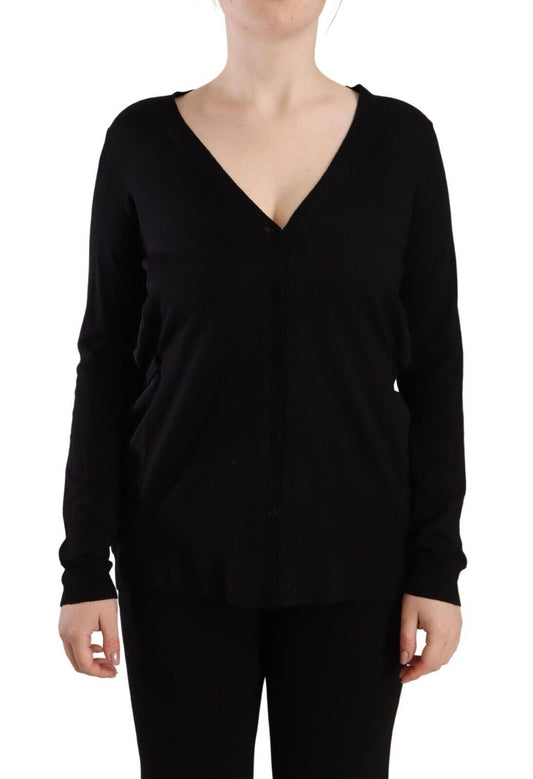 Dolce & Gabbana Elegant Black V-Neck Wool Pullover IT42 | M