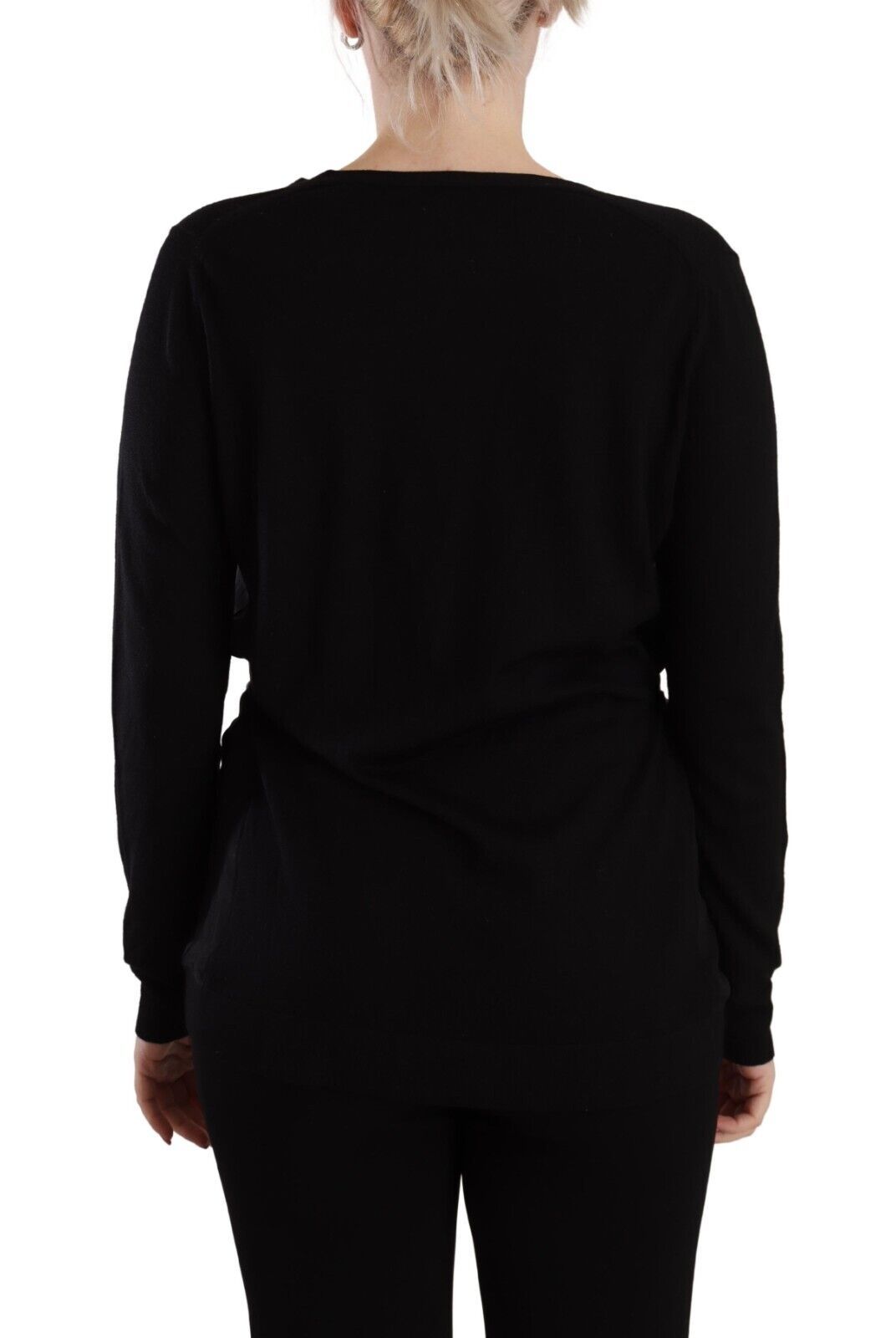 Dolce & Gabbana Elegant Black V-Neck Wool Pullover IT42 | M