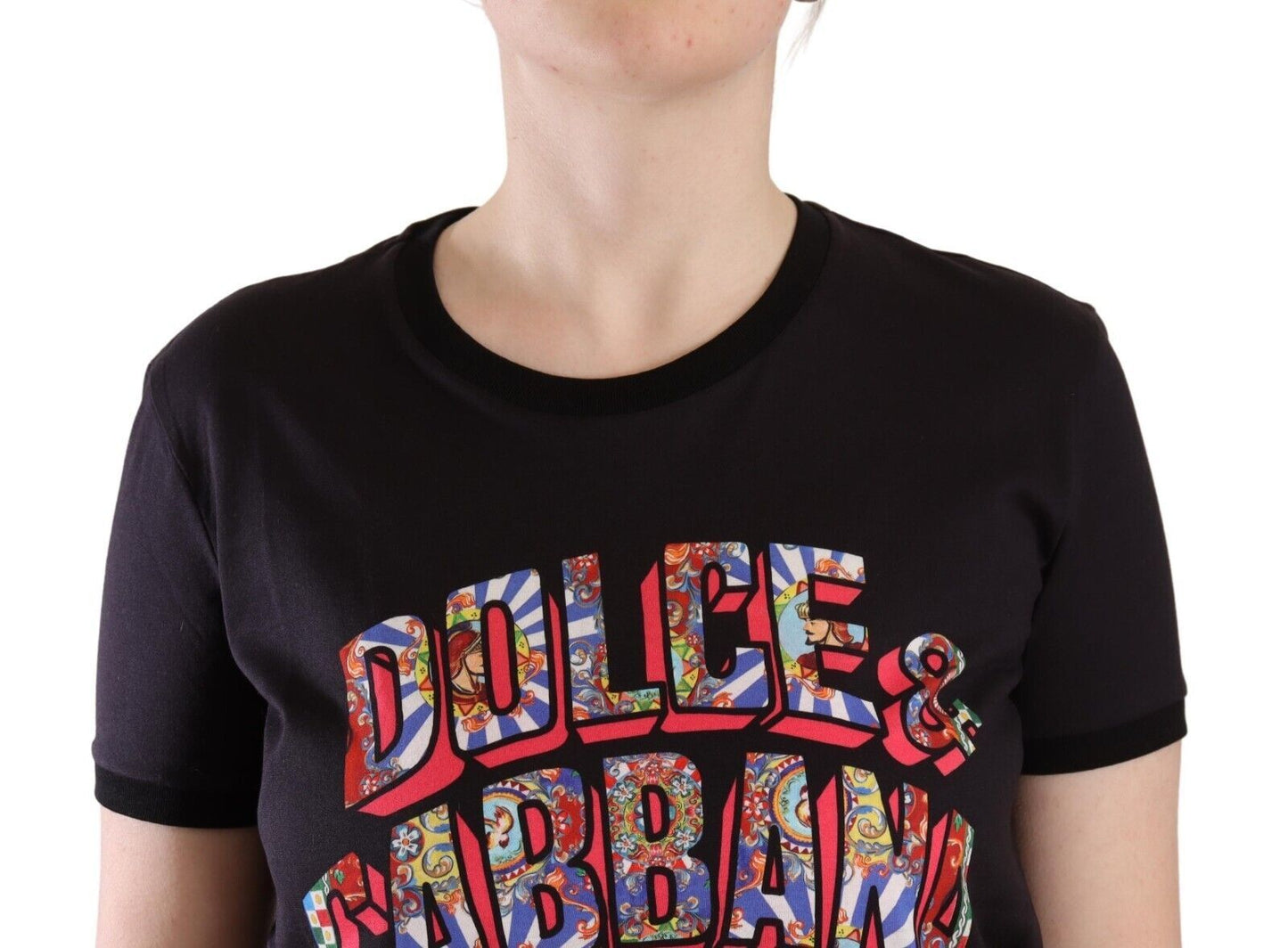 Dolce & Gabbana Chic Black Crew Neck Logo Tee IT42 / M