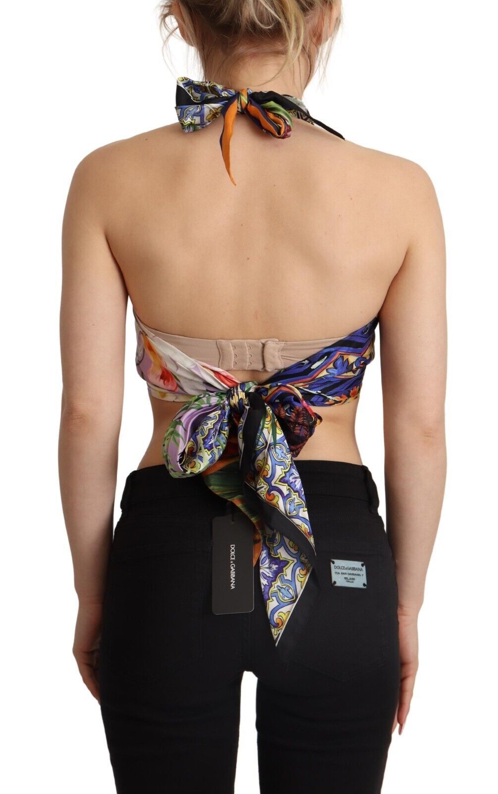 Dolce & Gabbana Sumptuous Silk Halter Cropped Top - Multicolor IT40 | S