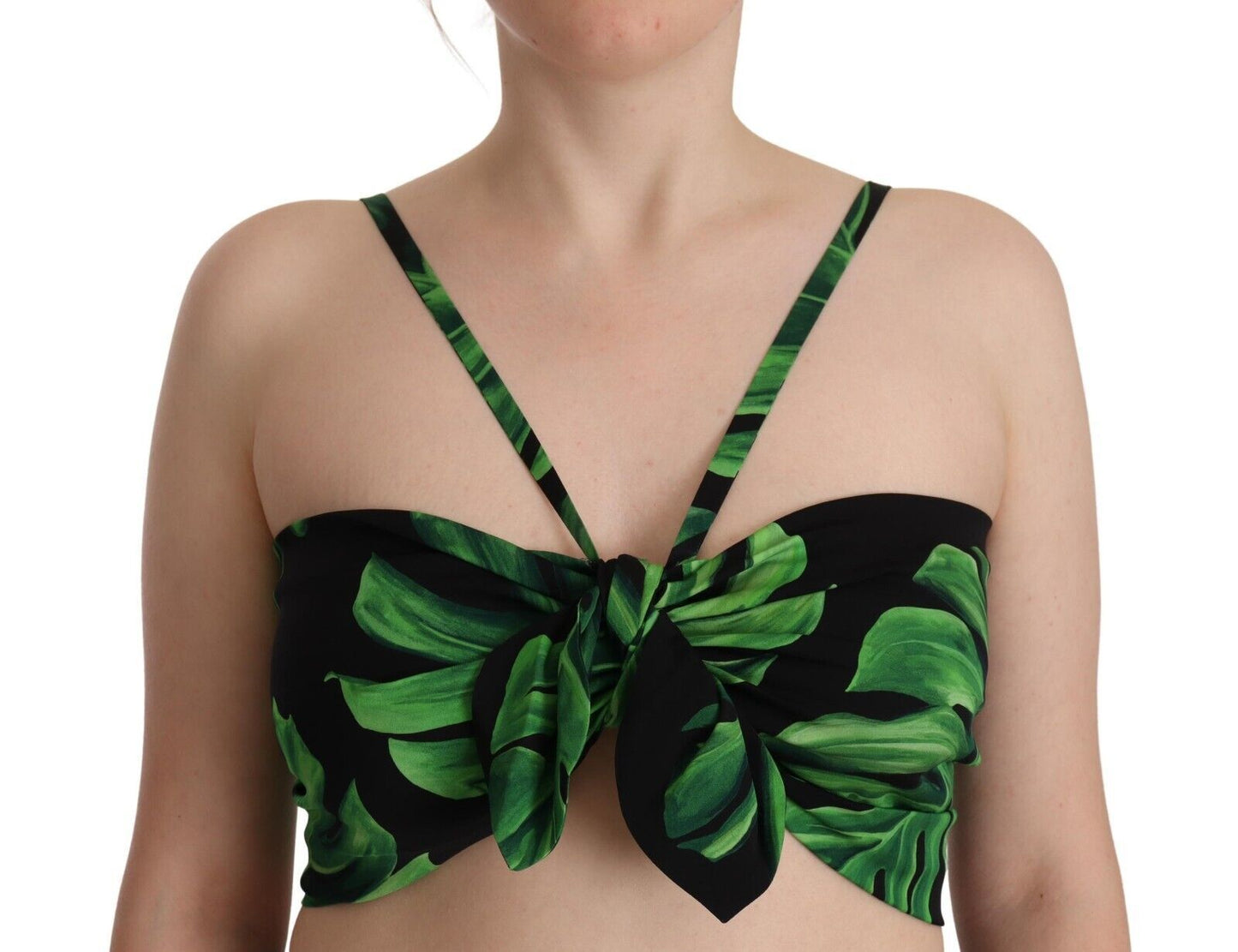 Dolce & Gabbana Elegant Leaf Print Halter Cropped Top IT48 / XXL