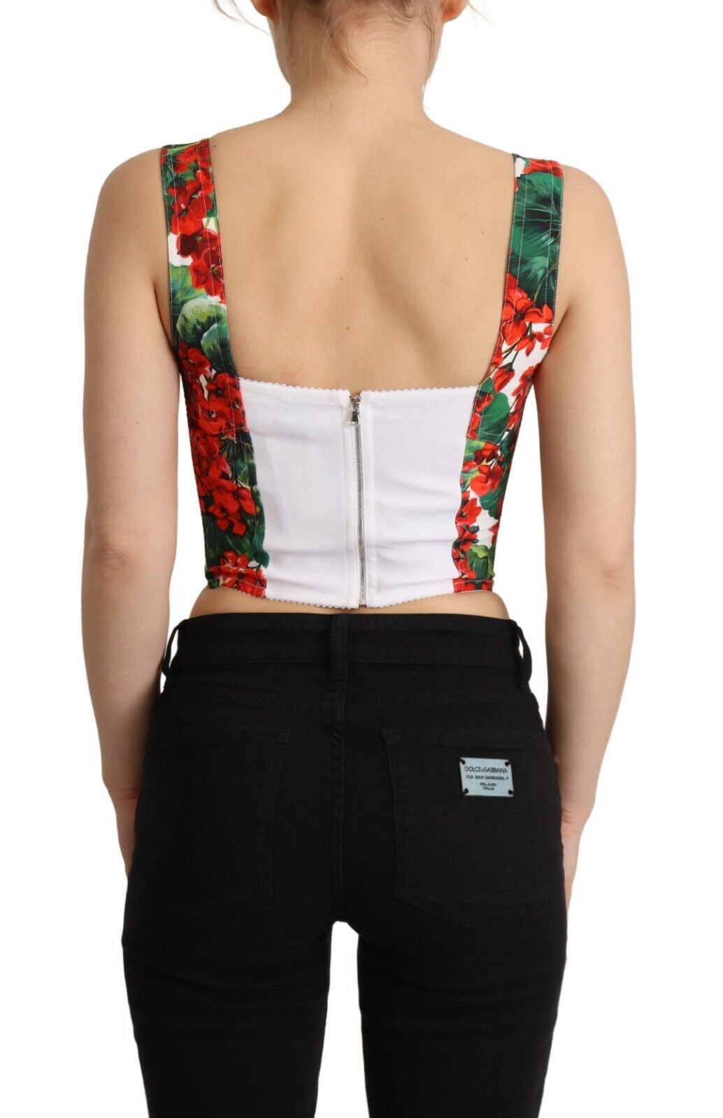 Dolce & Gabbana Elegant Red Cropped Top with Geranium Print IT36 / XS