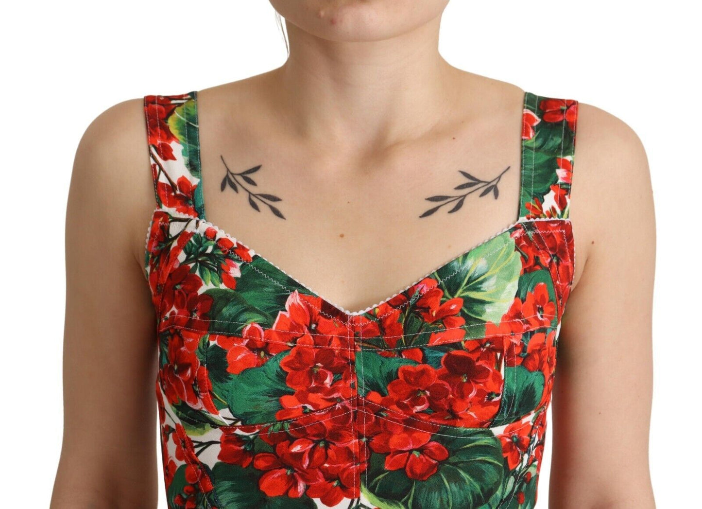 Dolce & Gabbana Elegant Red Cropped Top with Geranium Print IT36 / XS