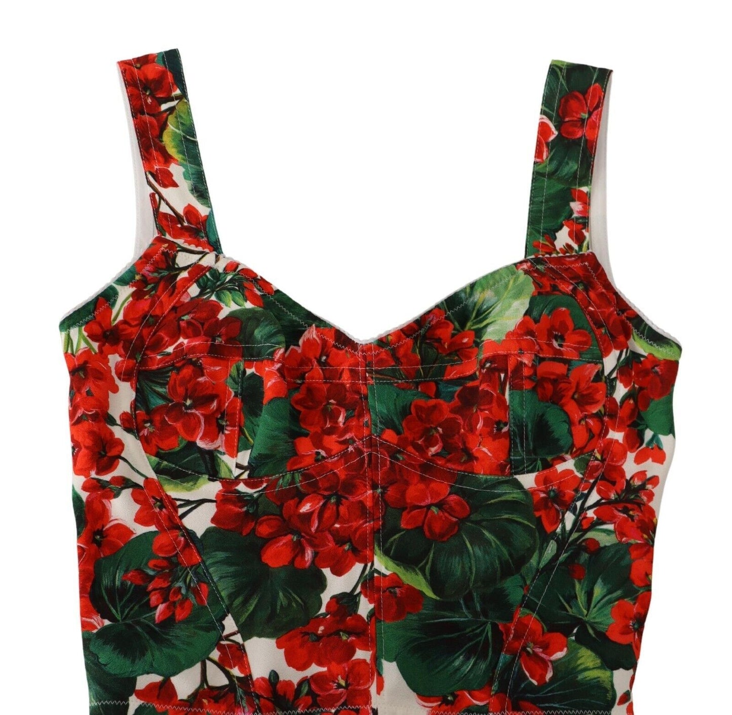 Dolce & Gabbana Elegant Red Cropped Top with Geranium Print IT36 / XS