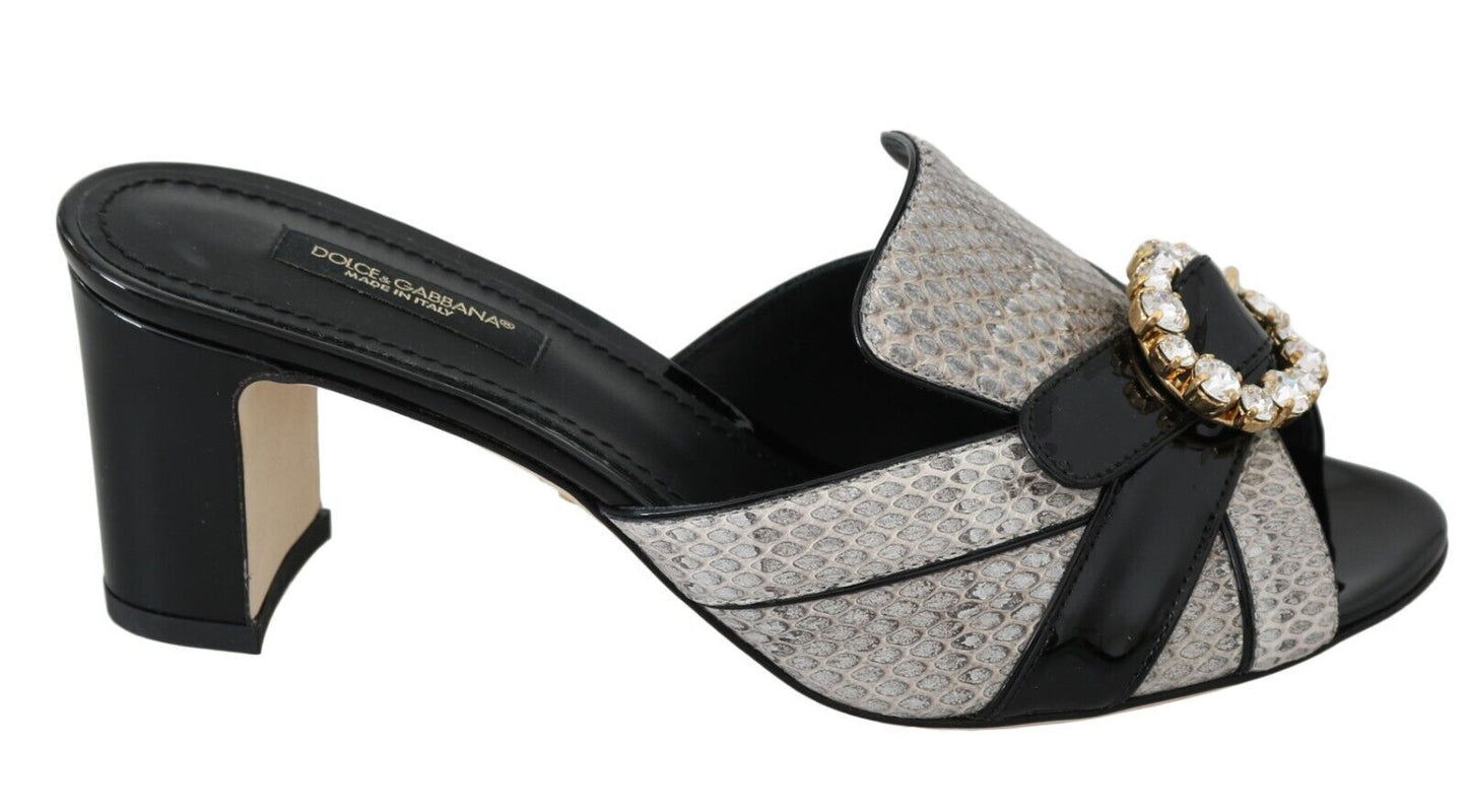 Dolce & Gabbana Crystal-Embellished Exotic Leather Sandals EU37.5 / US7