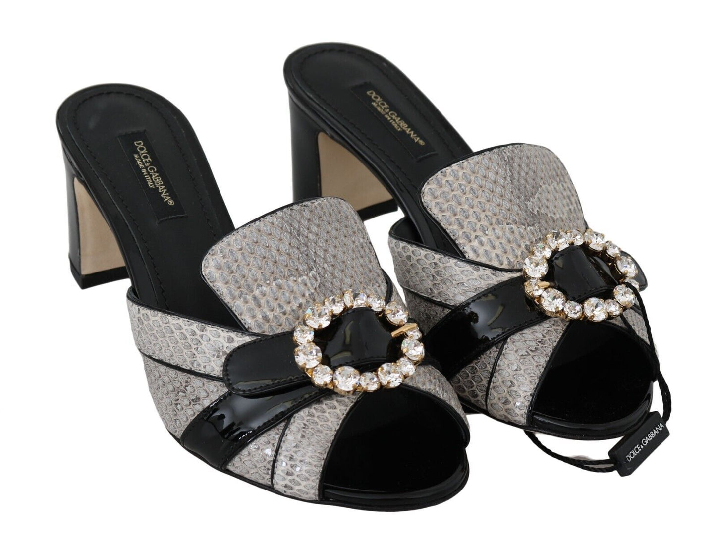 Dolce & Gabbana Crystal-Embellished Exotic Leather Sandals EU37.5 / US7