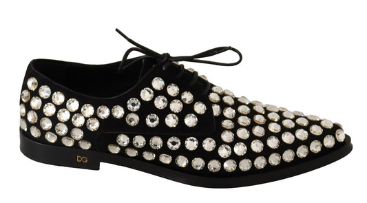 Dolce & Gabbana Elegant Crystal-Embellished Lace-Up Flats EU39 / US8.5