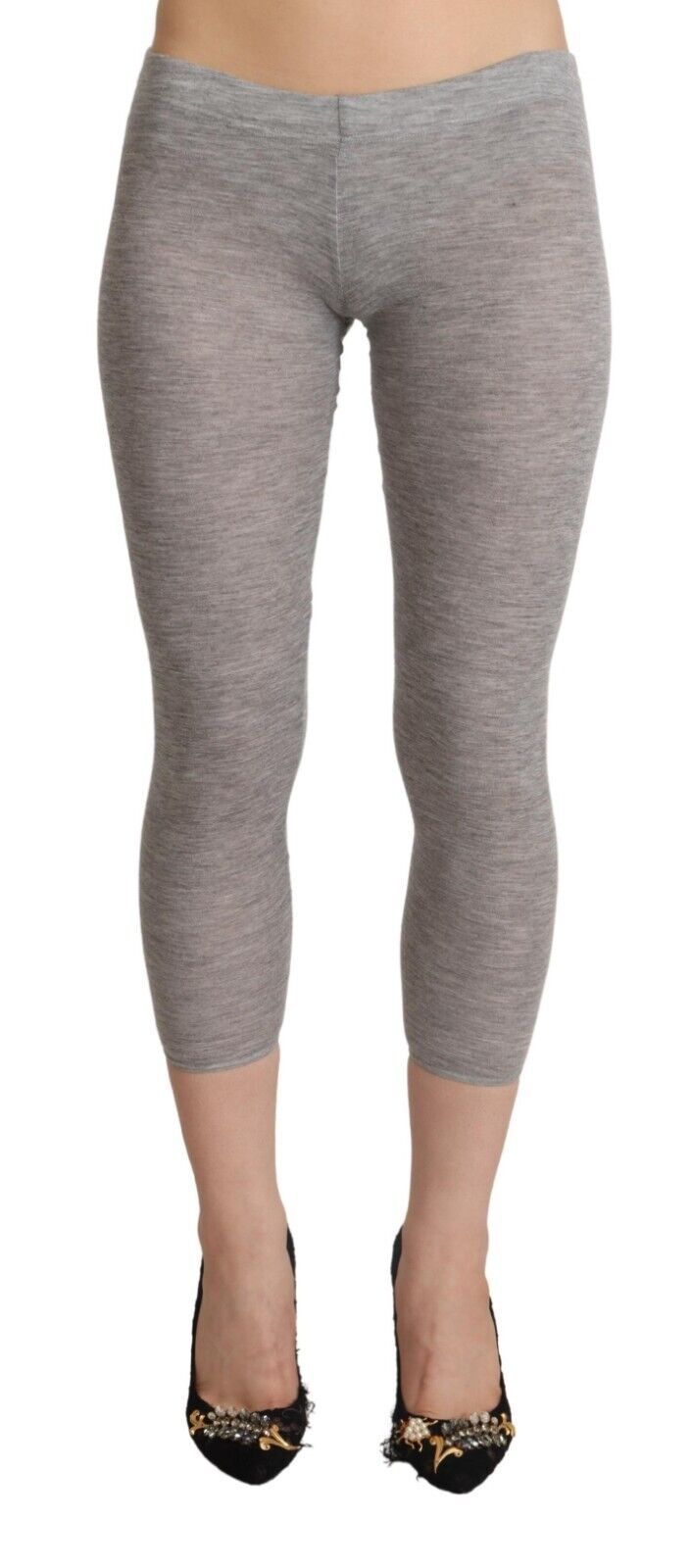 Ermanno Scervino Chic Gray Slim-Fit Cropped Leggings IT2 | S