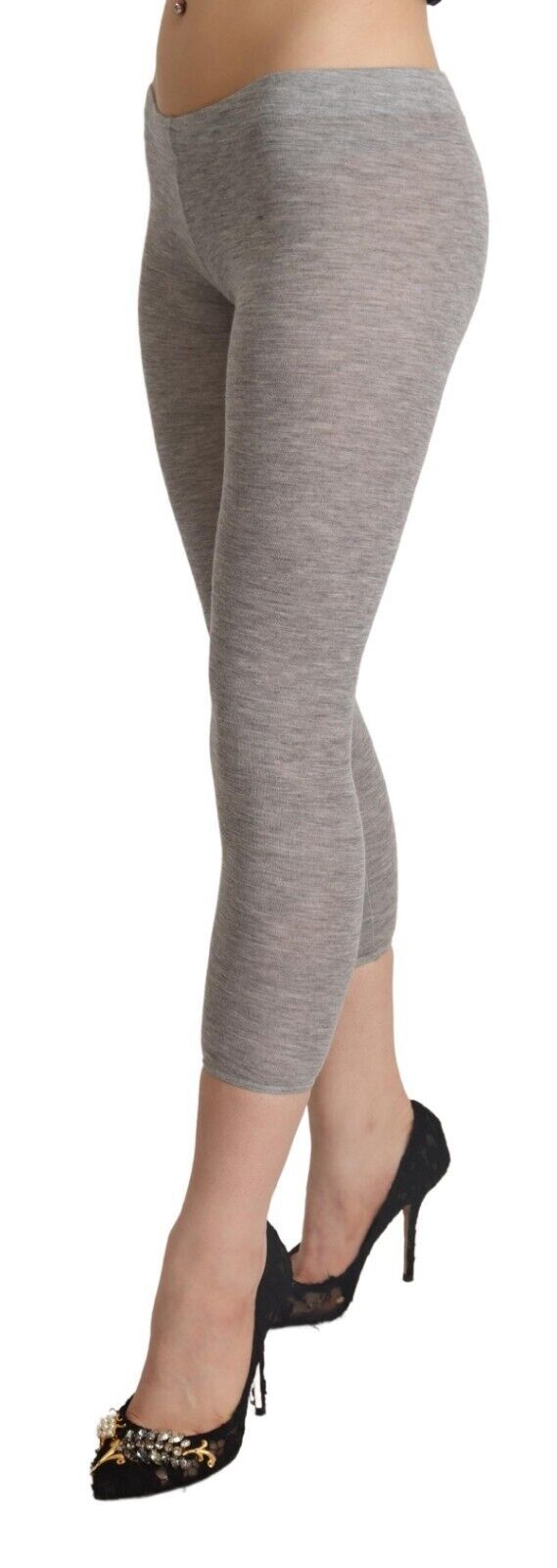 Ermanno Scervino Chic Gray Slim-Fit Cropped Leggings IT2 | S