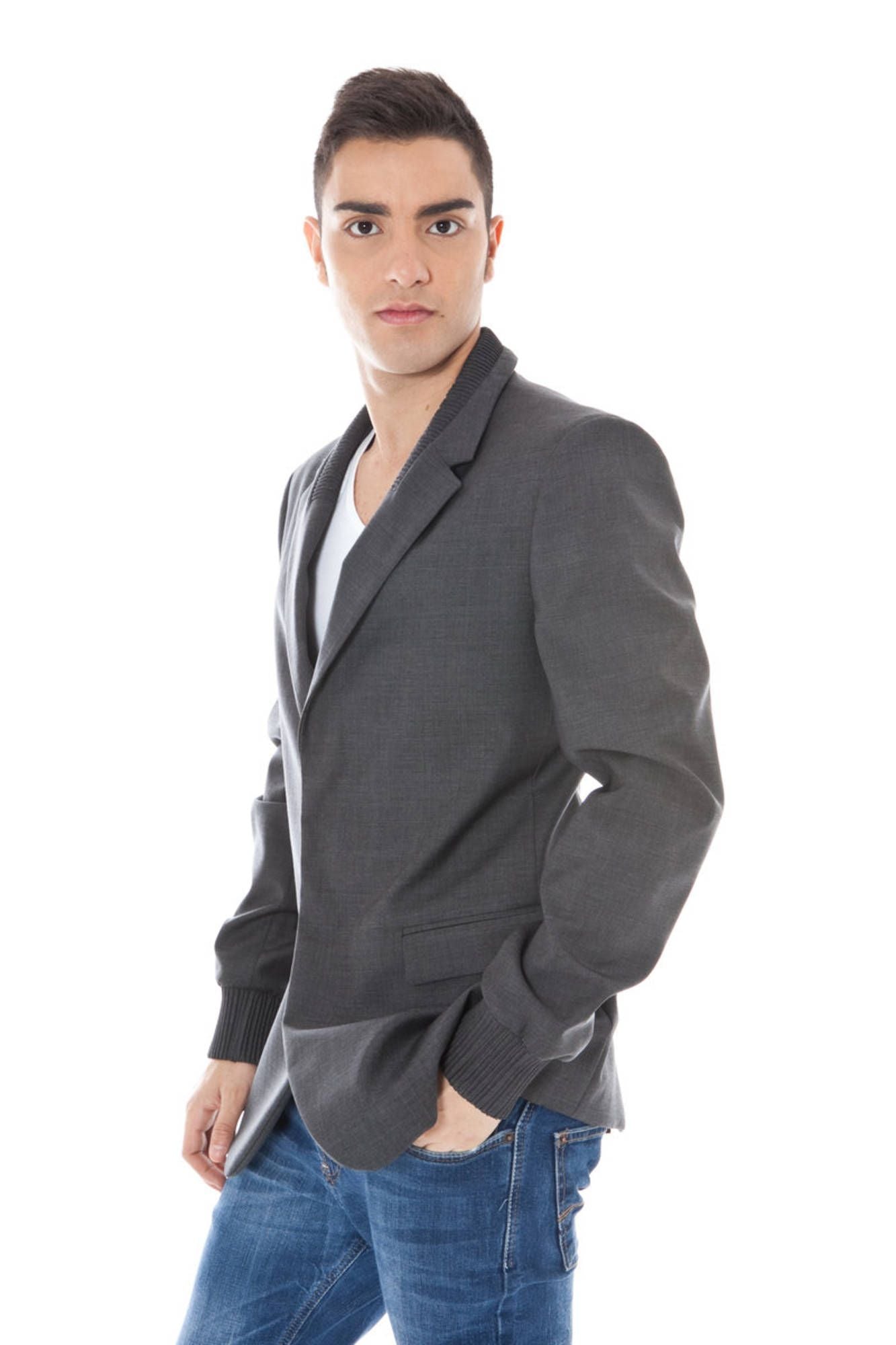 Calvin Klein Gray Wool Men Jacket IT48 | M