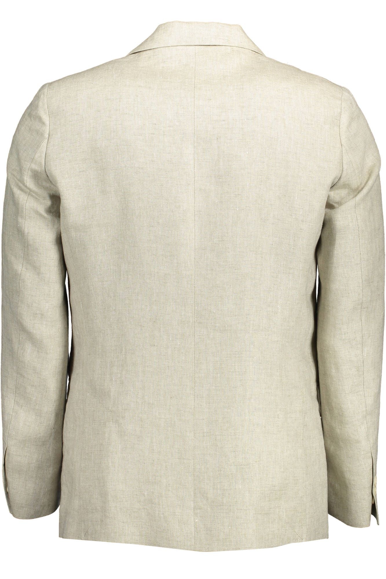 Gant Beige Linen Classic Jacket with Logo Detailing IT52 | XL