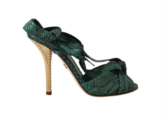 Dolce & Gabbana Emerald Exotic Leather Heeled Sandals EU37 / US6.5