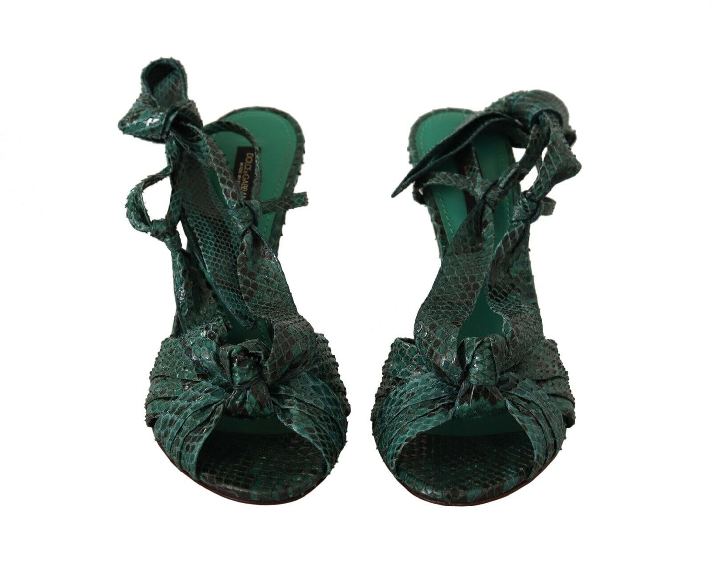 Dolce & Gabbana Emerald Exotic Leather Heeled Sandals EU37 / US6.5