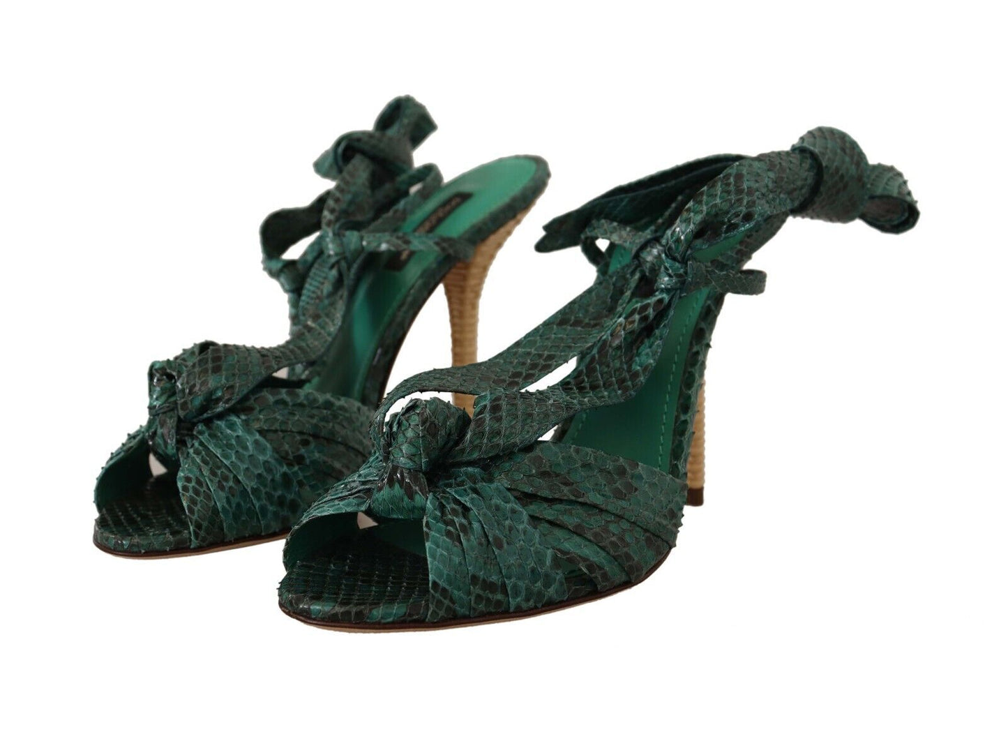 Dolce & Gabbana Emerald Exotic Leather Heeled Sandals EU37 / US6.5