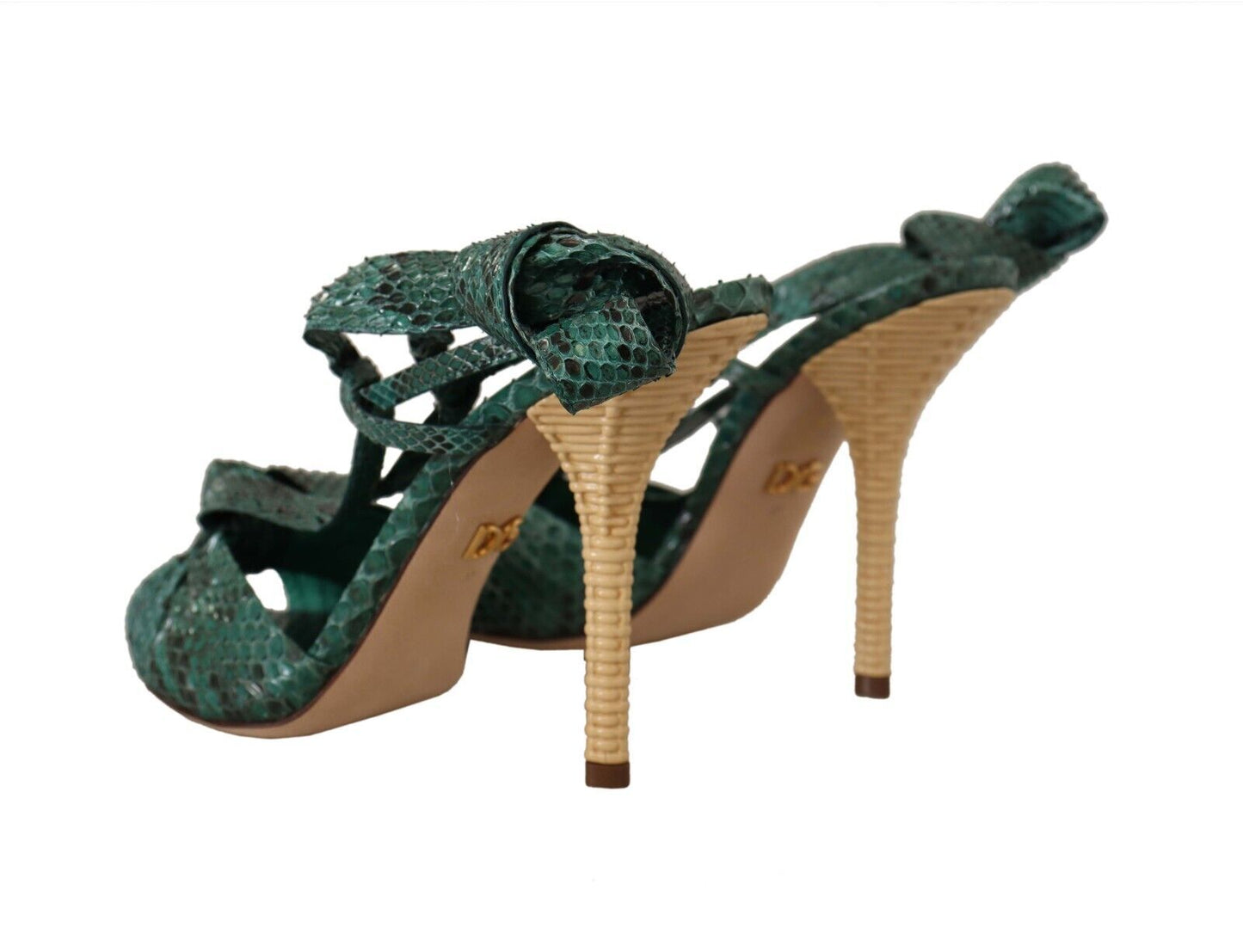 Dolce & Gabbana Emerald Exotic Leather Heeled Sandals EU37 / US6.5