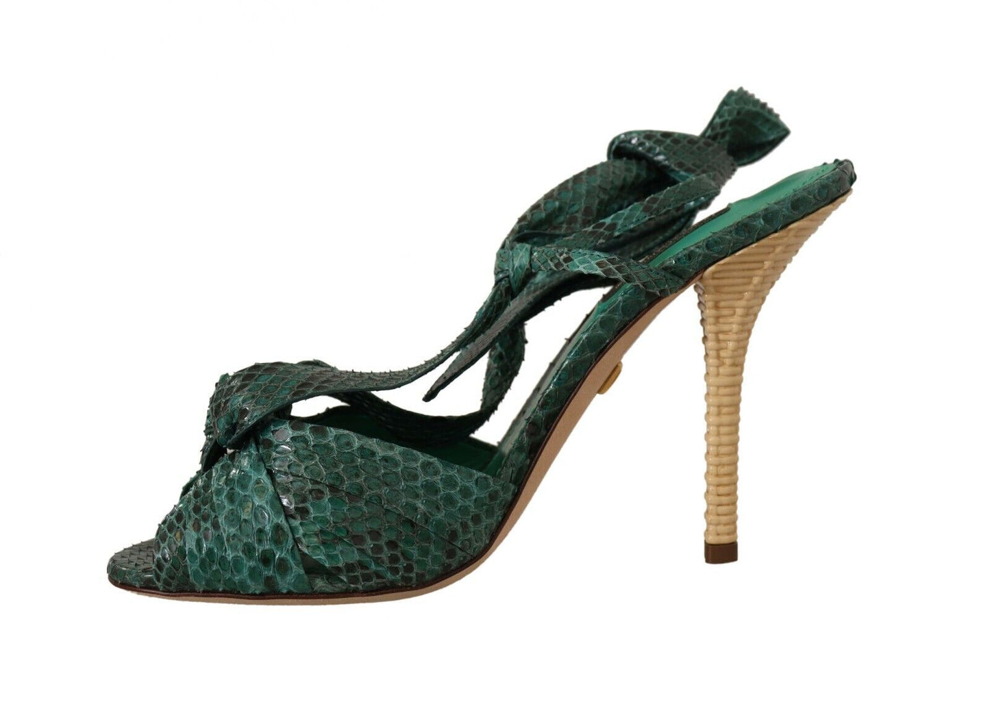 Dolce & Gabbana Emerald Exotic Leather Heeled Sandals EU37 / US6.5