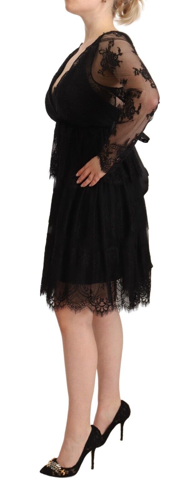 Aniye By Elegant Floral Lace Long Sleeve Shift Dress IT44 | L