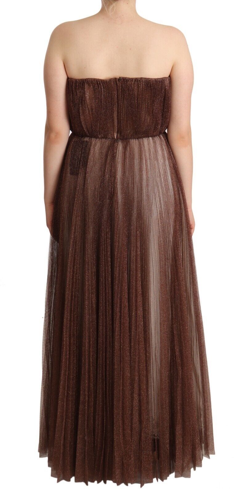 Dolce & Gabbana Elegant Metallic Bronze Long Gown IT46 / XL