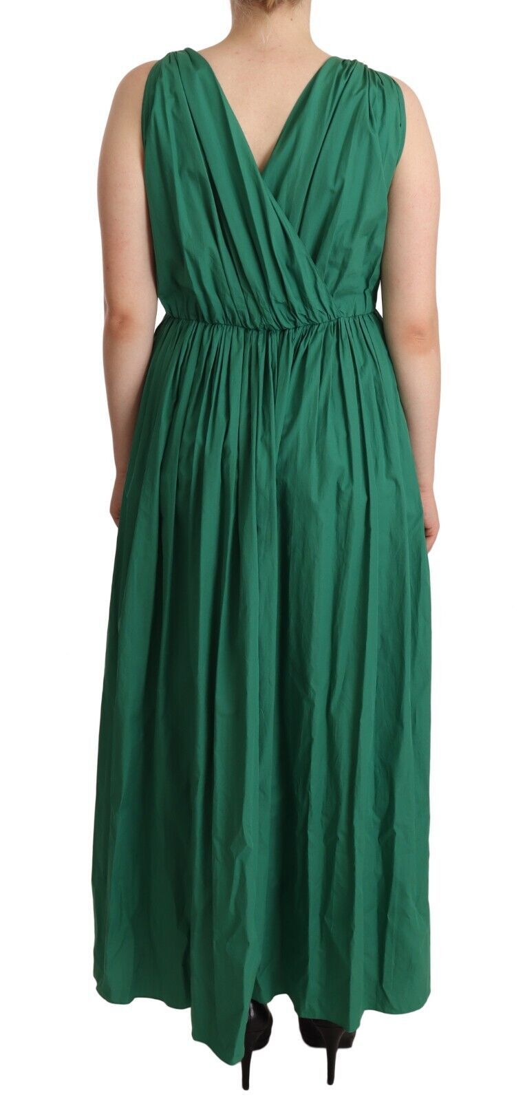 Dolce & Gabbana Elegant Deep Green Sleeveless A-Line Dress IT46 / XL